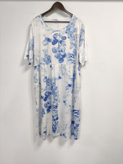 Plus Size Floral Print Short Sleeve Casual Dress With Pockets