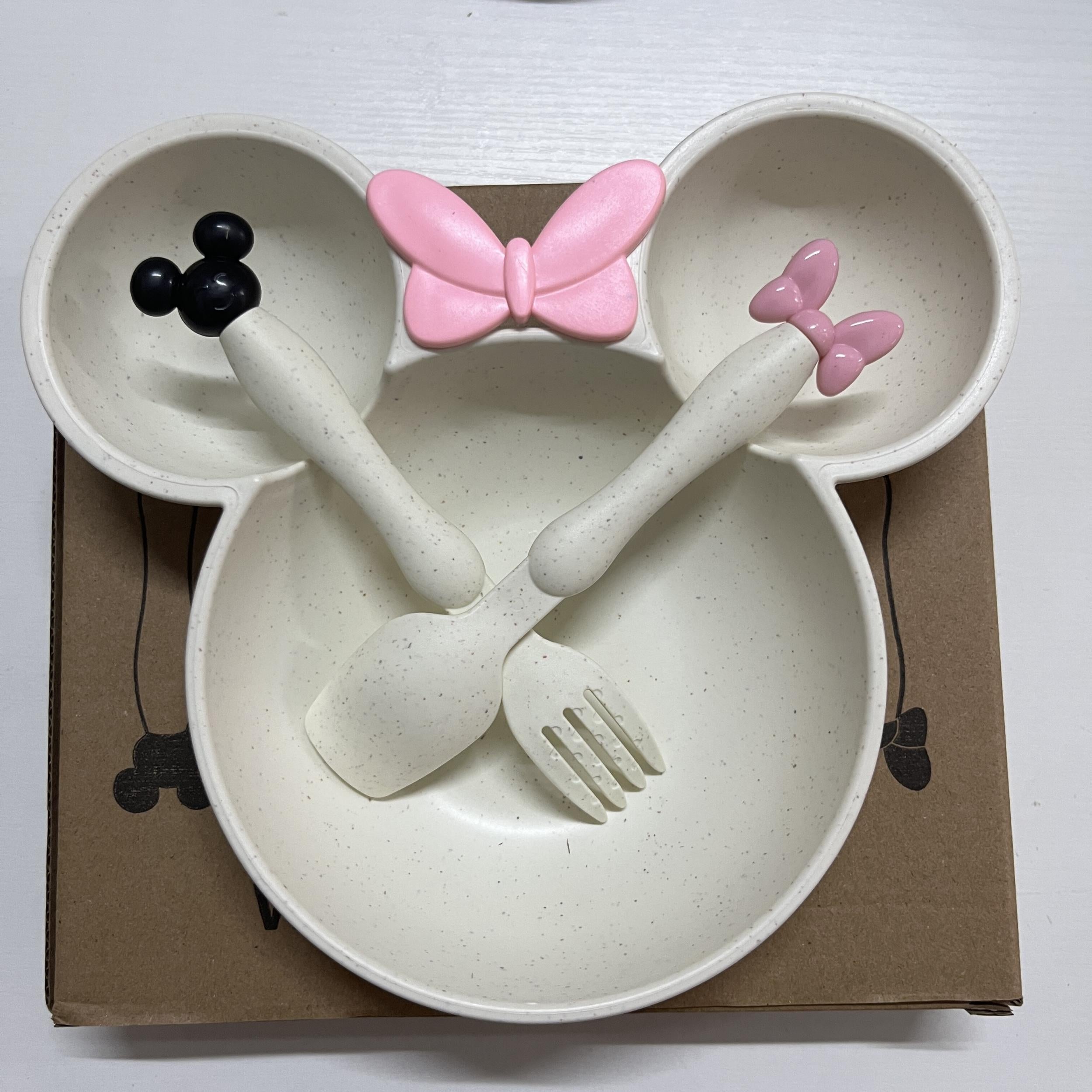 3pcs Kids Wheat Straw Dinner Plate Set Non-toxic Dishwasher Safe BPA Free