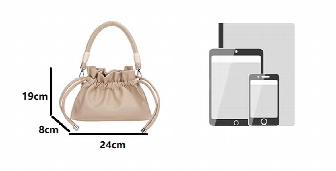Solid Shoulder Bag Drawstring Crossbody Purse for Women