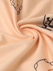  Bow Knot & Heart Print Elastic Waist Loungewear Pants