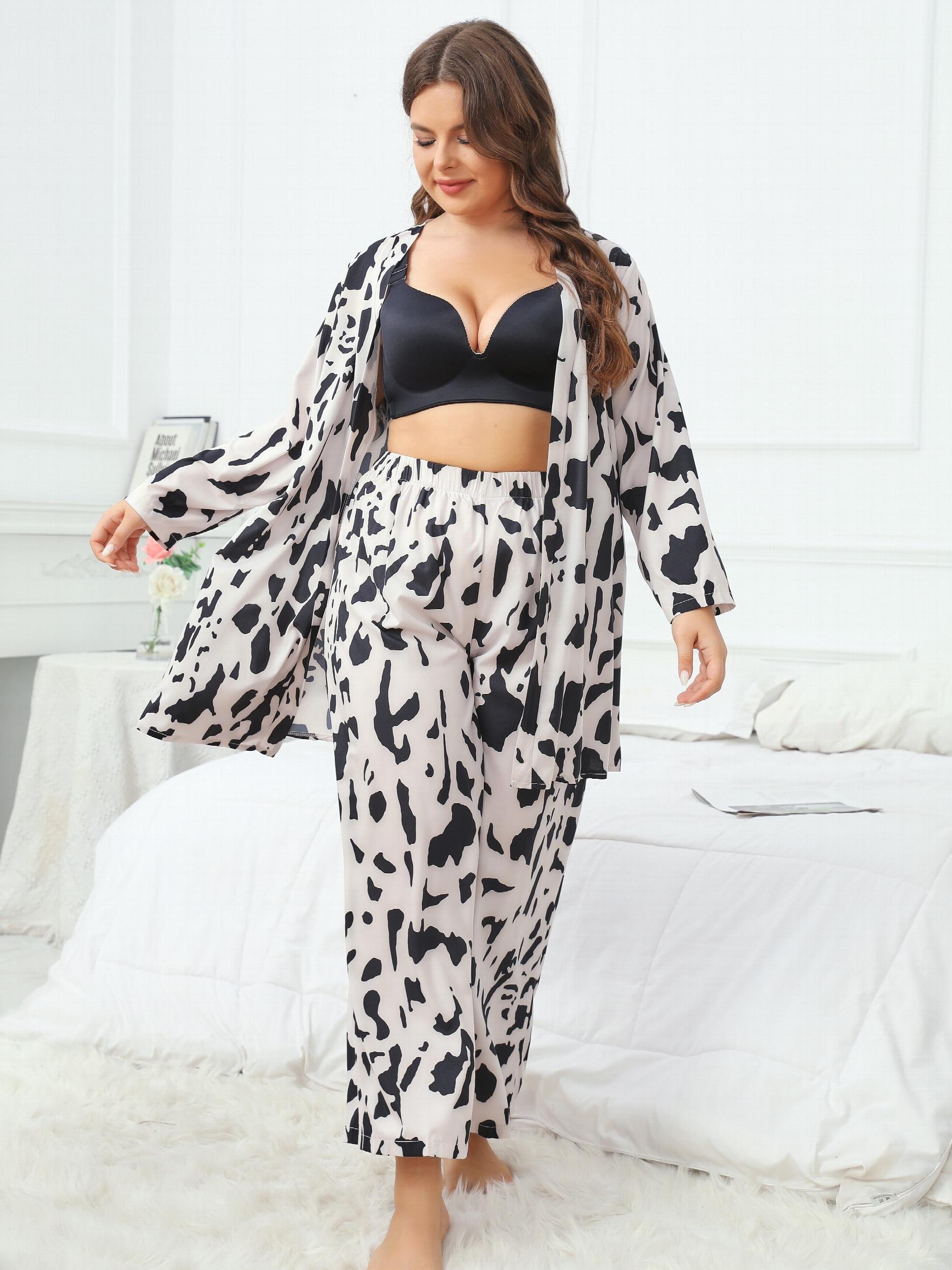  Floral Long Sleeve Robe & Pants Set