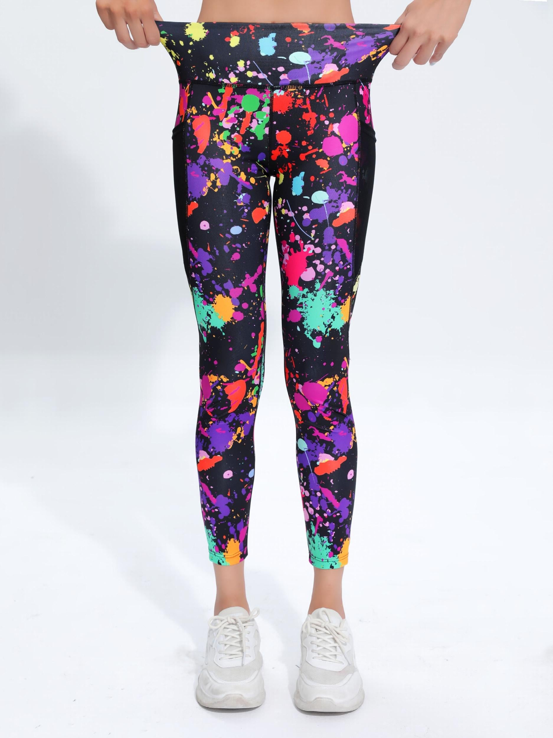 Graffiti Pattern High Waist Fitness Pants Tummy Control Yoga Leggings