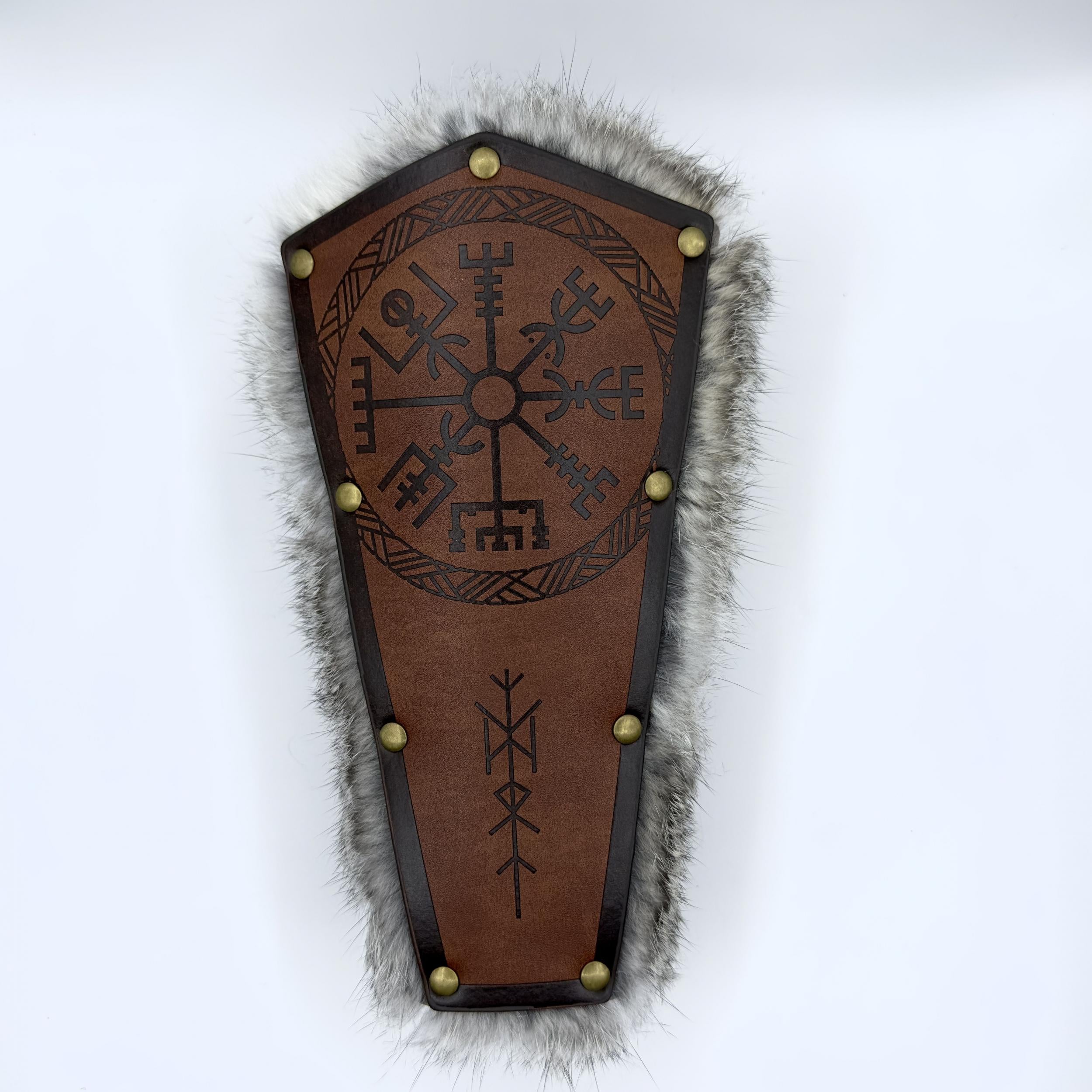 2pcs Viking PU Leather Rabbit Fur Bracers for Halloween Cosplay Props