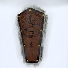 2pcs Viking PU Leather Rabbit Fur Bracers for Halloween Cosplay Props