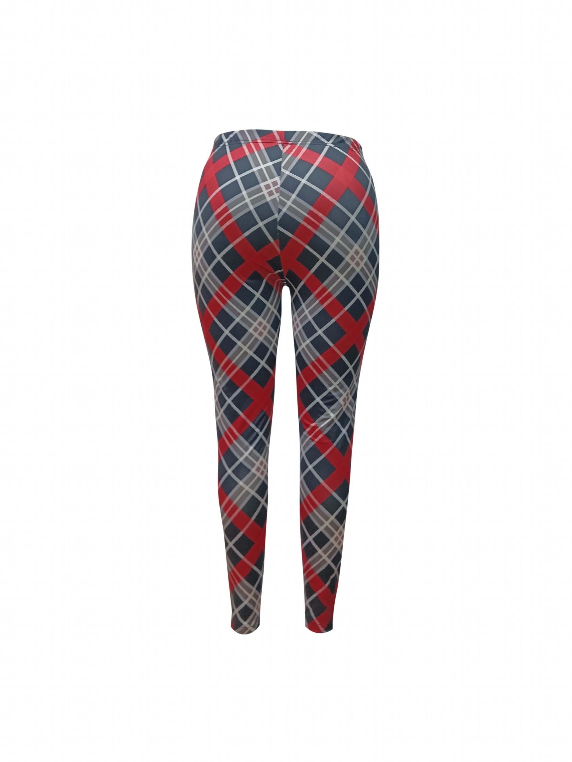  Plaid Print Skinny Trousers