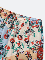  Boho Pants Women's Plus Patchwork Print Wide Leg Trousers