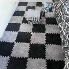 9pcs Plush Puzzle Foam Floor Mat Soft Interlocking Carpet Fluffy Area Rug