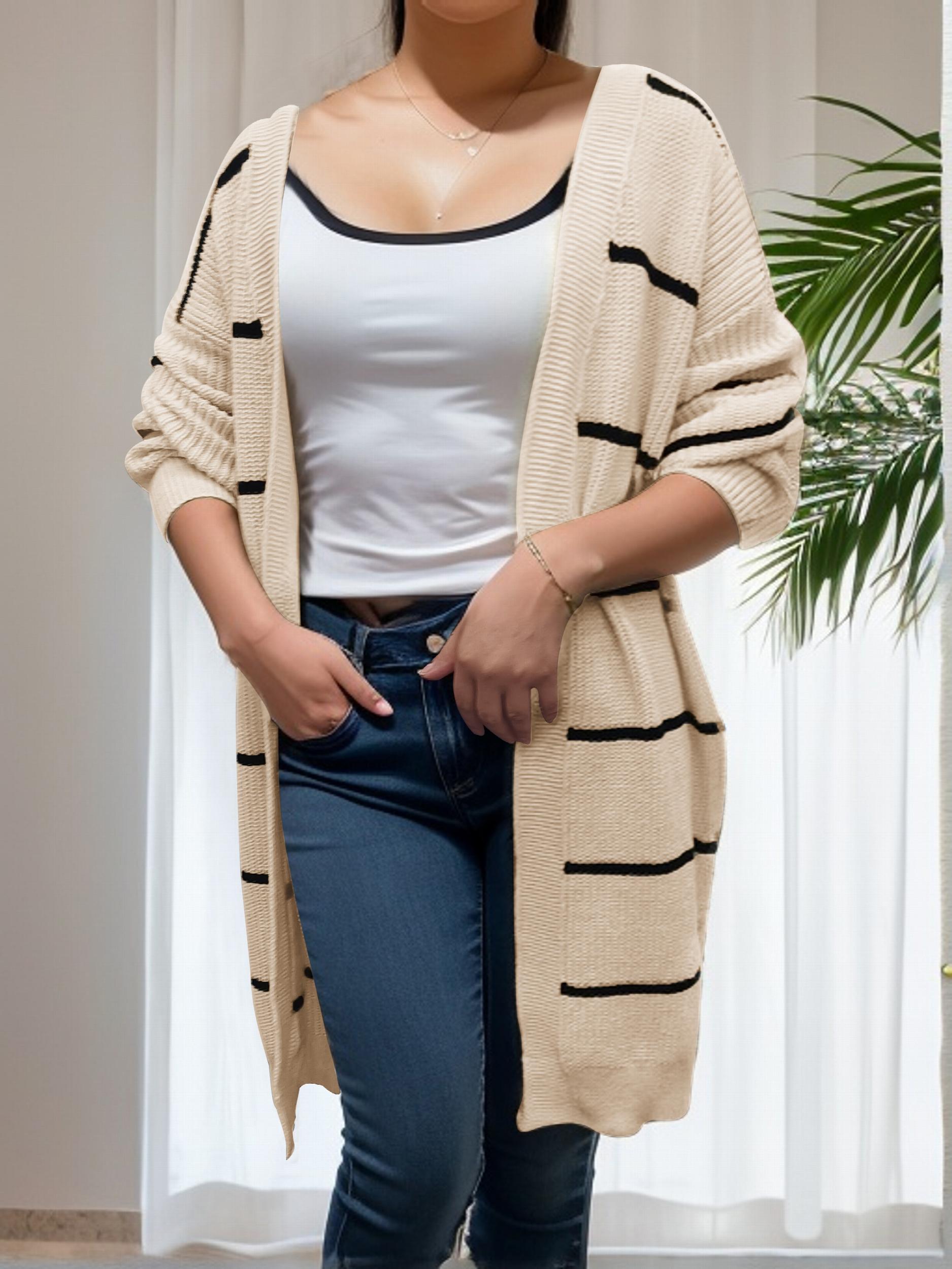  Striped Ribbed Knit Cardigan