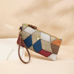 Rhombus Pattern Clutch Bag Women Wristlet Handbag