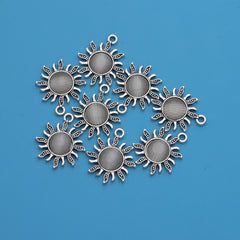 8pcs Silver Plated Sun Shape Charms for Jewelry Making DIY Craft