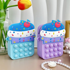 Girls Silicone Messenger Bag Coin Purse Children's Pop Fidget Toy Bag