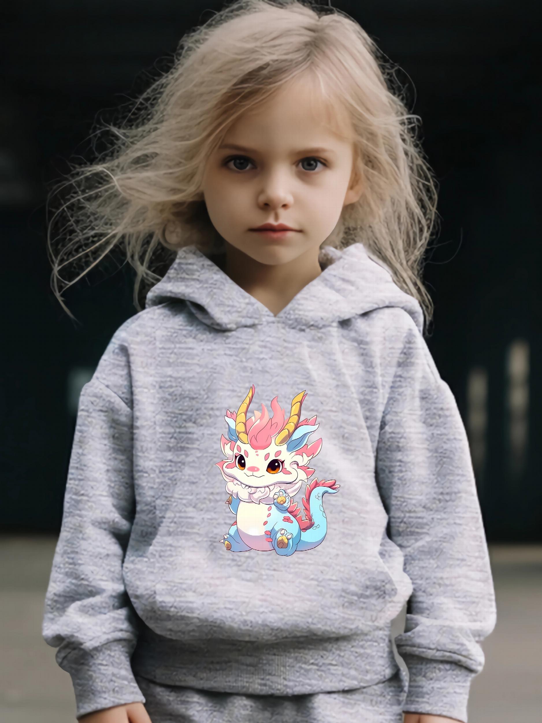 Dragon Graphic 2pcs Set Girls Casual Comfy Breathable Activewear Set
