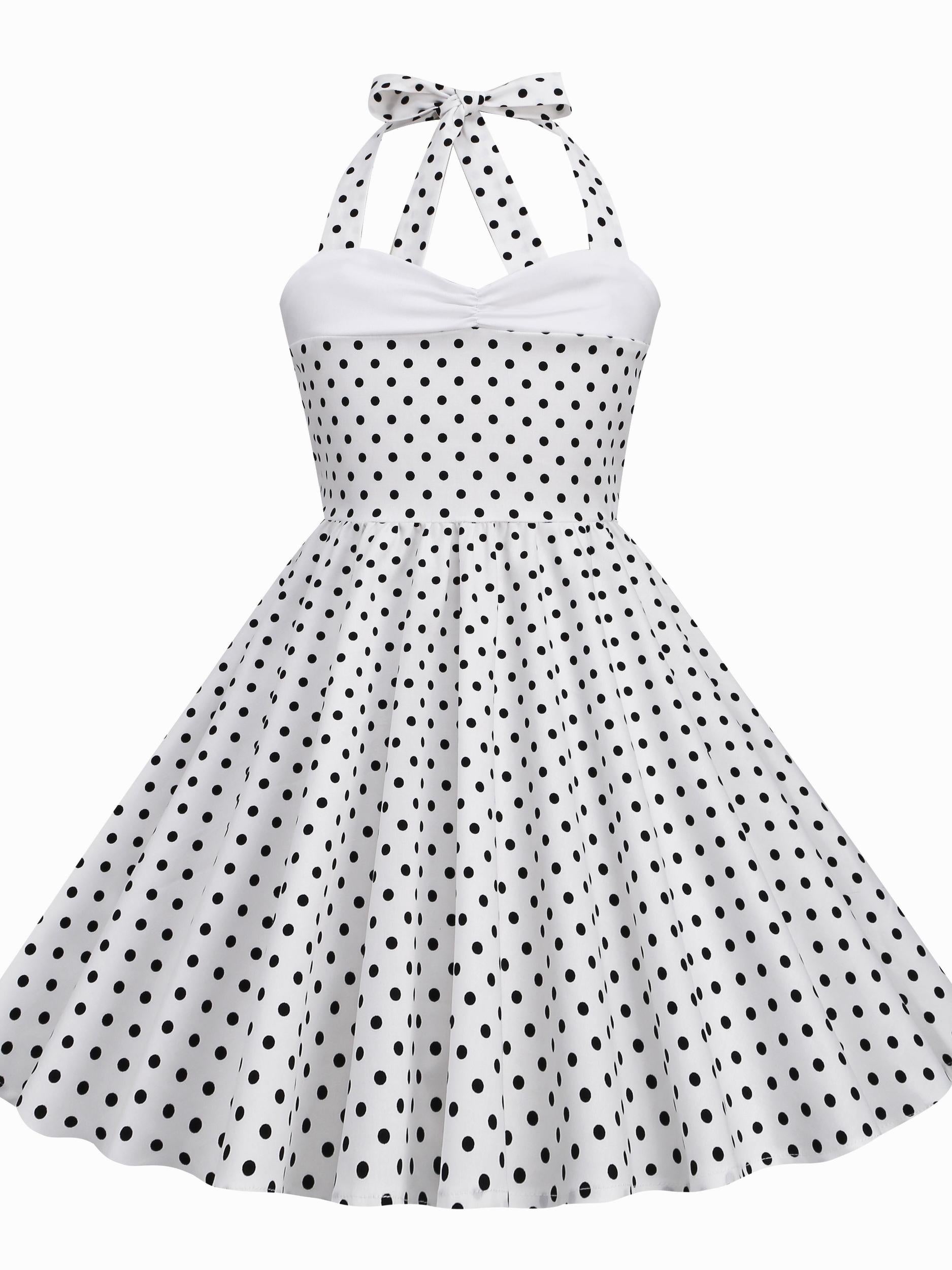 Girls Polka Dots Halter Neck Princess Dress for Party