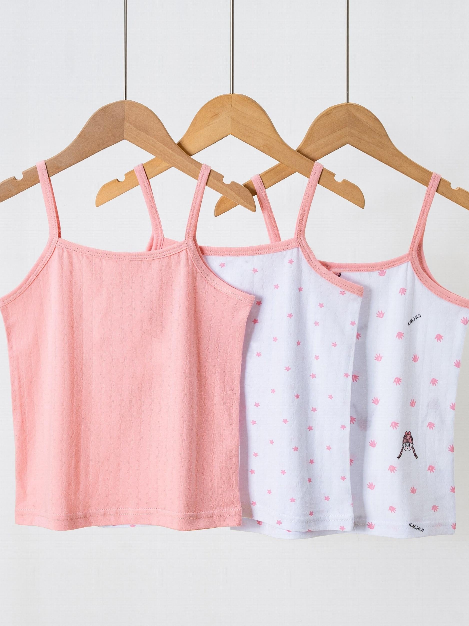 Girls' Cotton Tank Top Set, Slim Fit Pajamas, Class A Inner Wear
