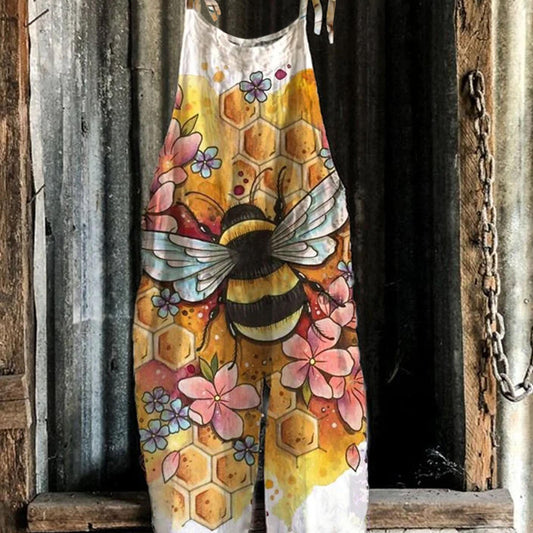  Bee & Floral Print Cami Jumpsuit