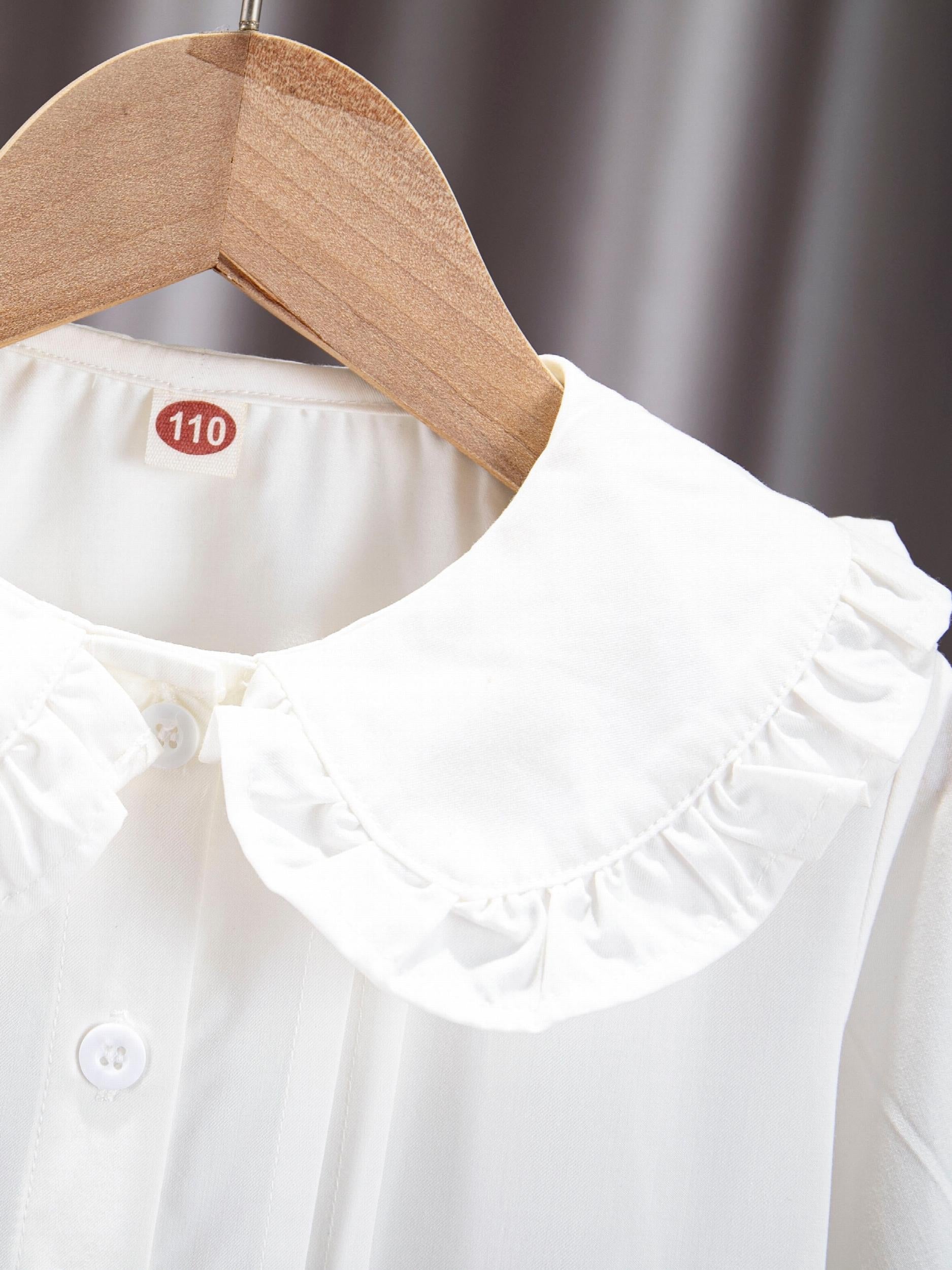 Girls Doll Collar Pleated Button Shirt Top for Summer