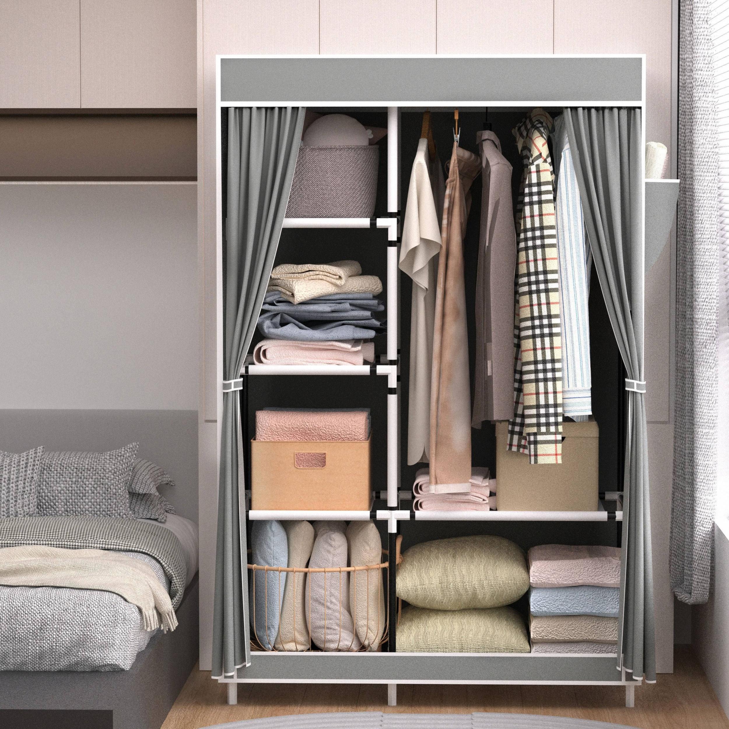 Double Row Wardrobe Clothes Storage Easy Assembly Durable