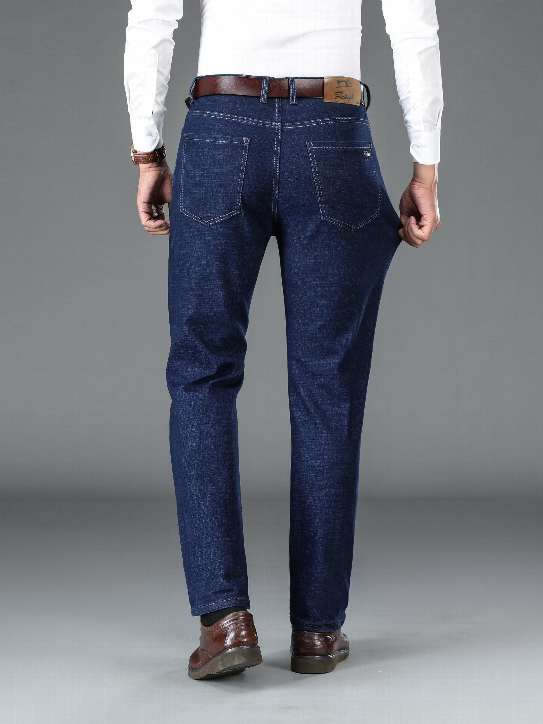 Father's Gift Straight Fit Jeans Men's Casual Trousers Spring Fall Business