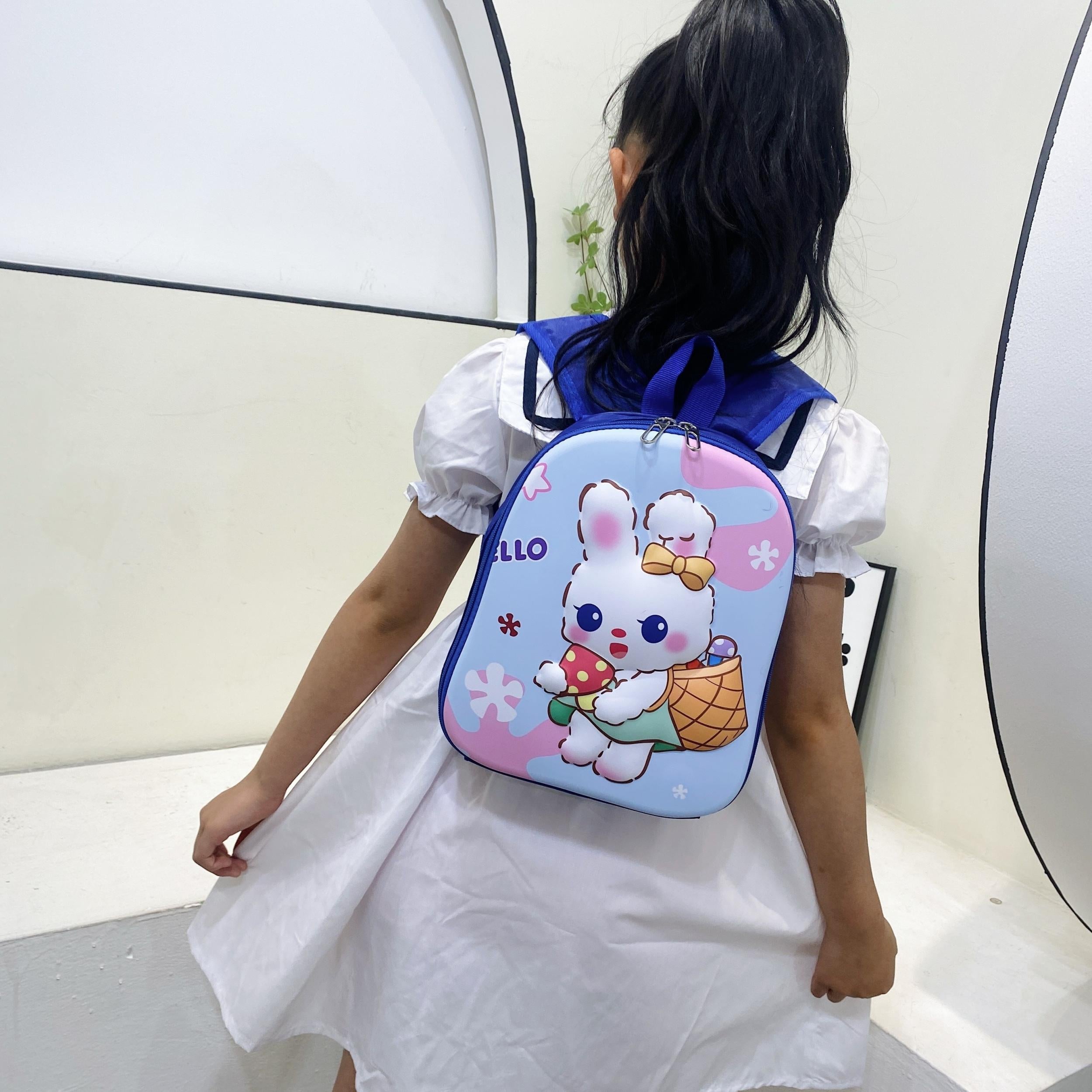 Kids 3D Cartoon Rabbit Backpack Boys Girls Kindergarten Schoolbag