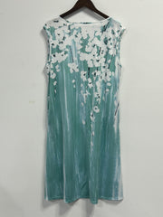  Floral Print Round Neck Tank Dress
