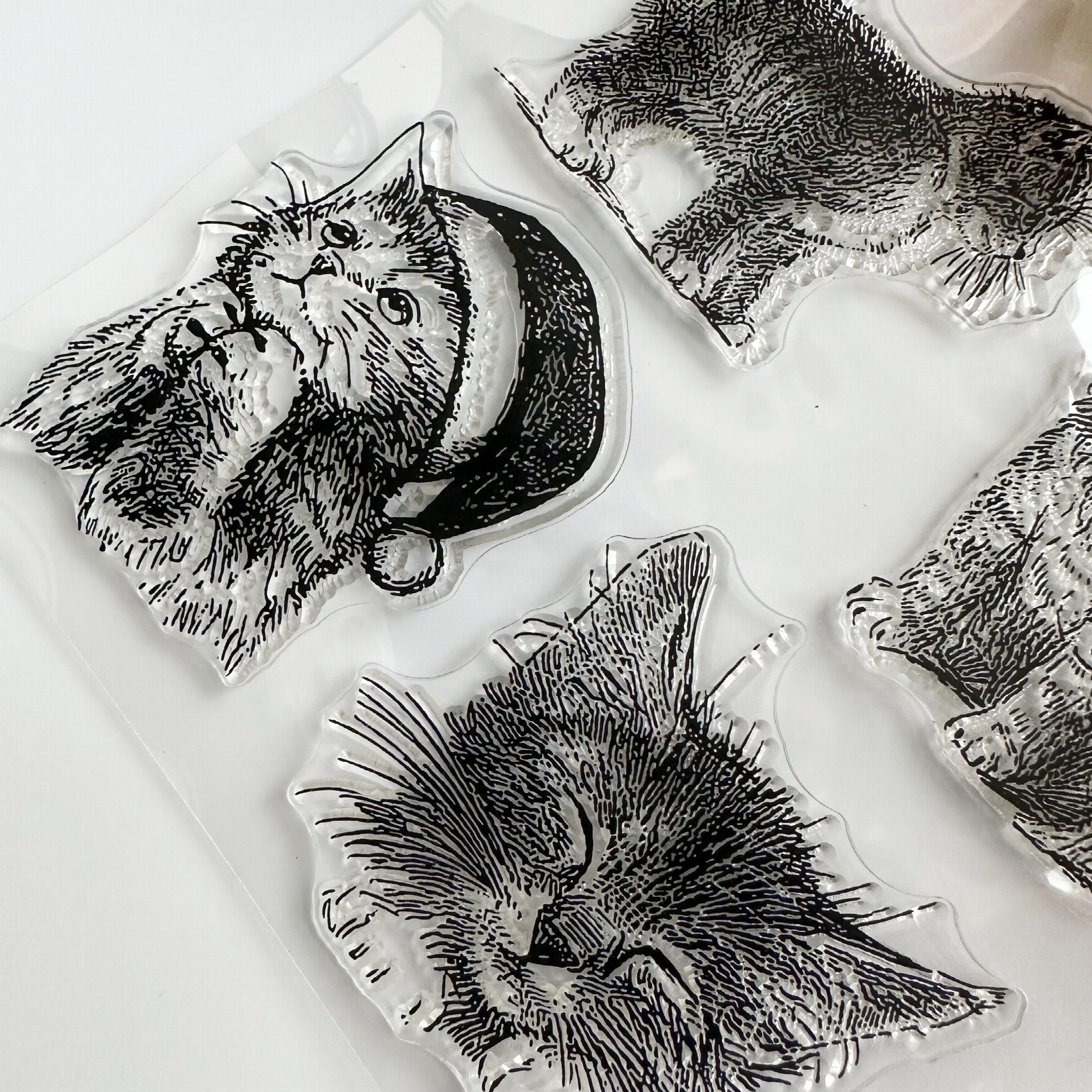 Cartoon Cat Transparent Journal Stamp for DIY Scrapbooking