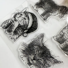Cartoon Cat Transparent Journal Stamp for DIY Scrapbooking