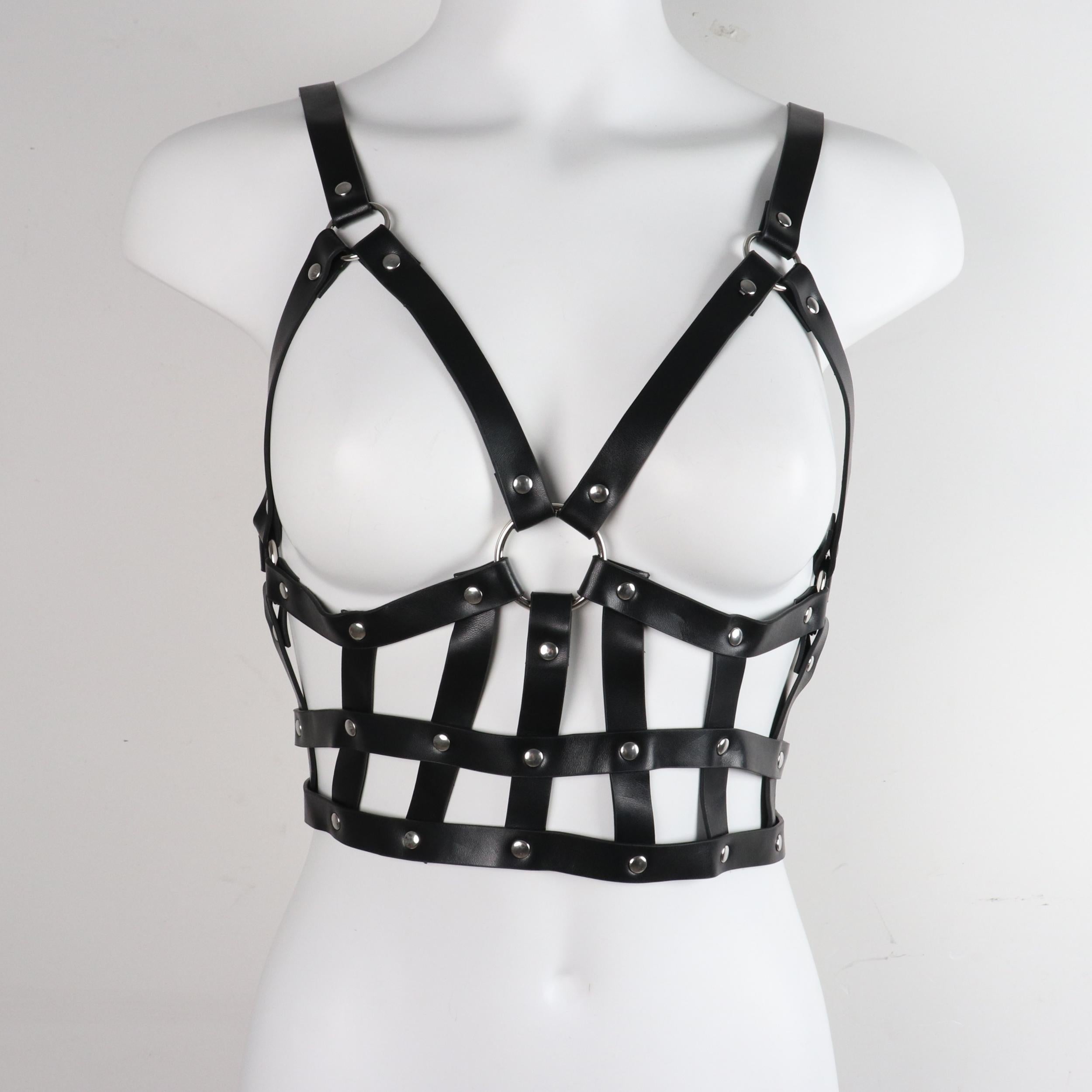 Punk Rivet Caged Bra Harness PU Leather Body Harness