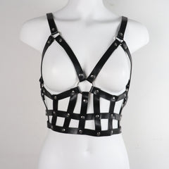 Punk Rivet Caged Bra Harness PU Leather Body Harness