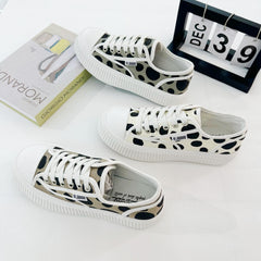 Women's Polka Dot Canvas Low Top Lace Up Sneakers