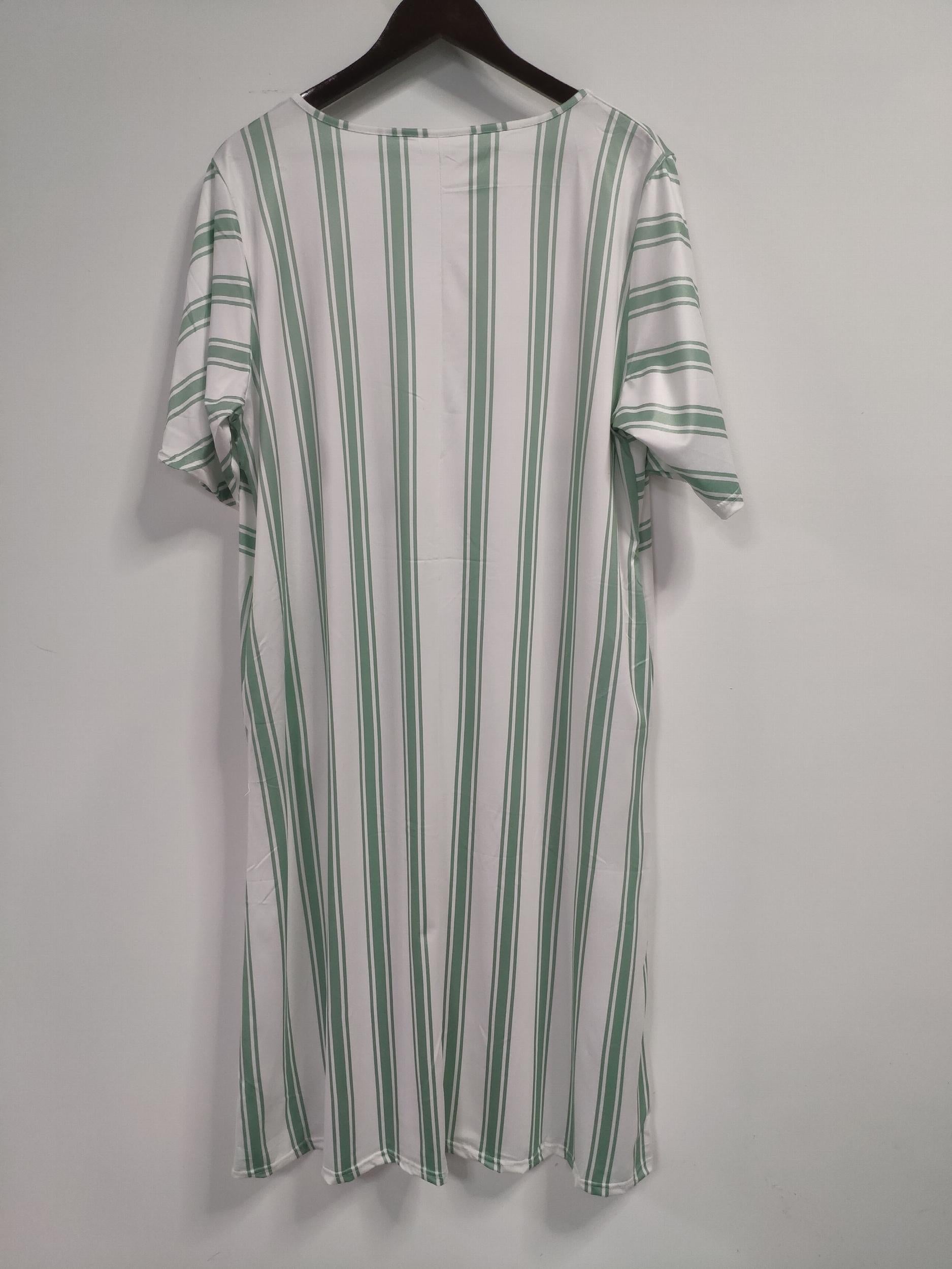  Striped Short Sleeve Midi Dress