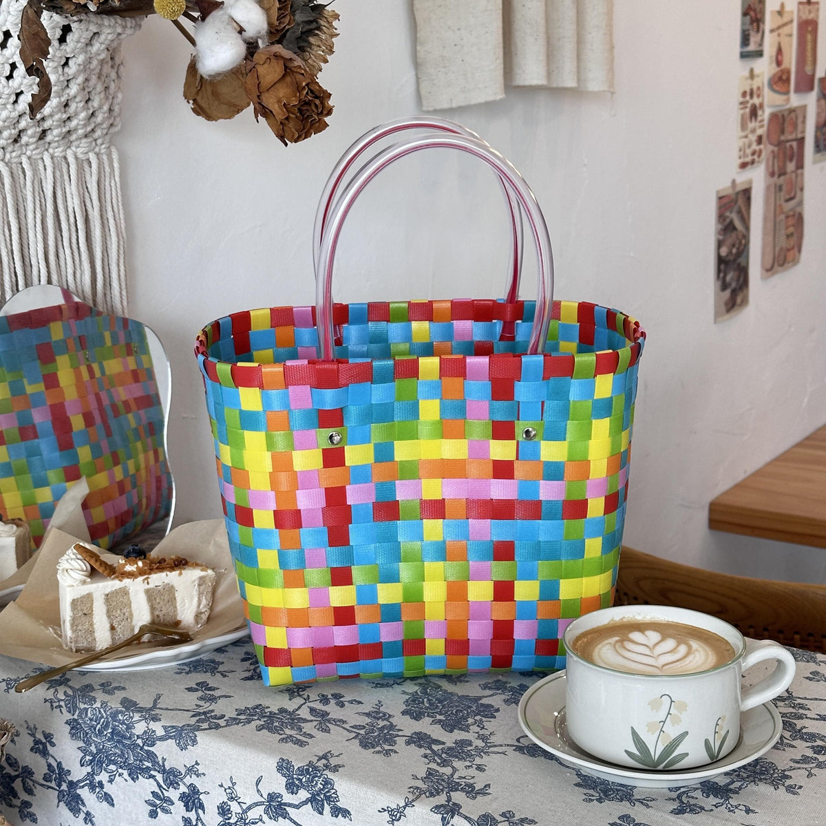 Camping Woven Travel Vacation Handbag Vegetable Basket