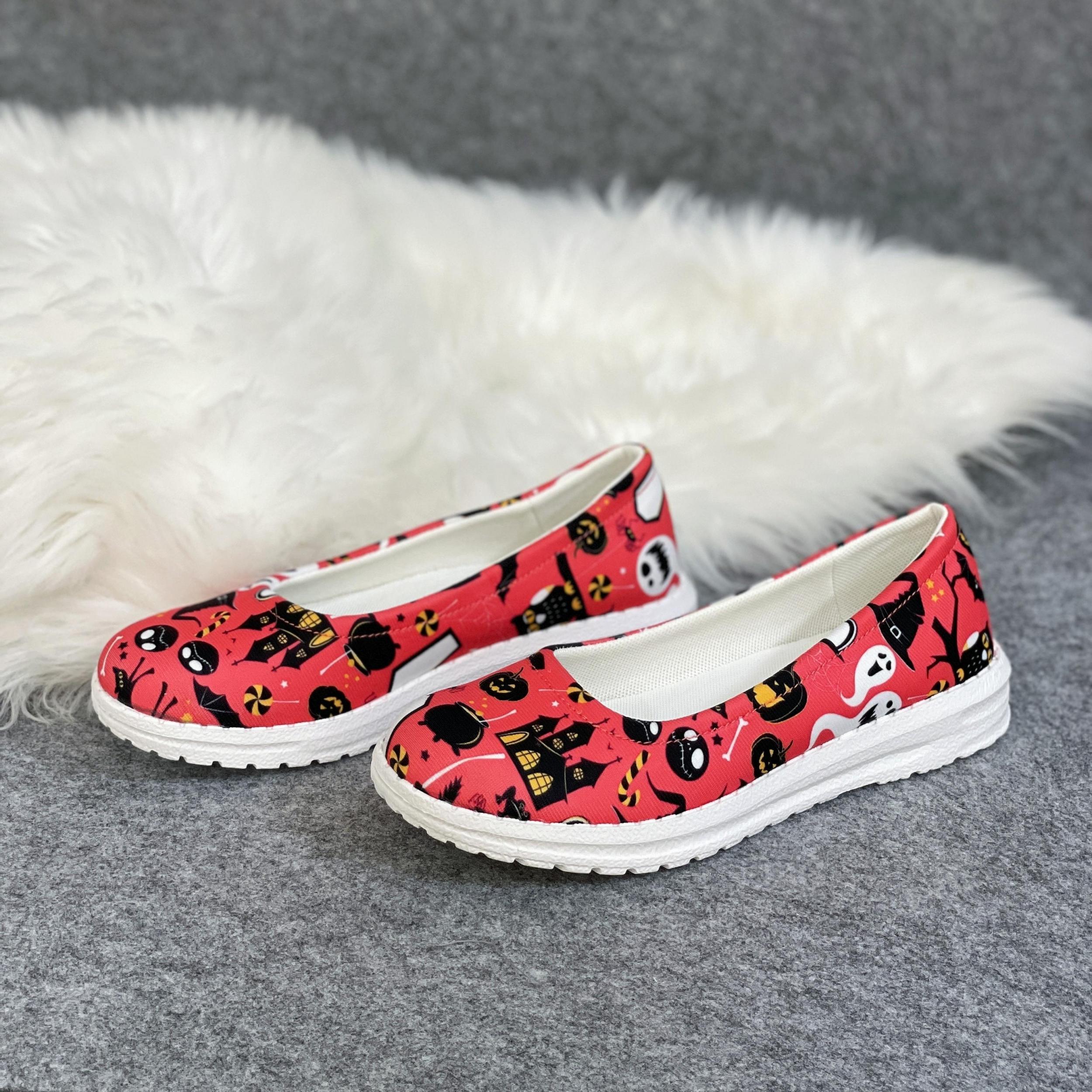 Halloween Colorful Elements Print Low Top Sport Flat Shoes