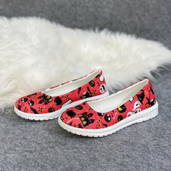 Halloween Colorful Elements Print Low Top Sport Flat Shoes