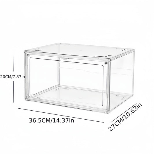 1pc Transparent Plastic Shoe Storage Box With Door Household Organizer