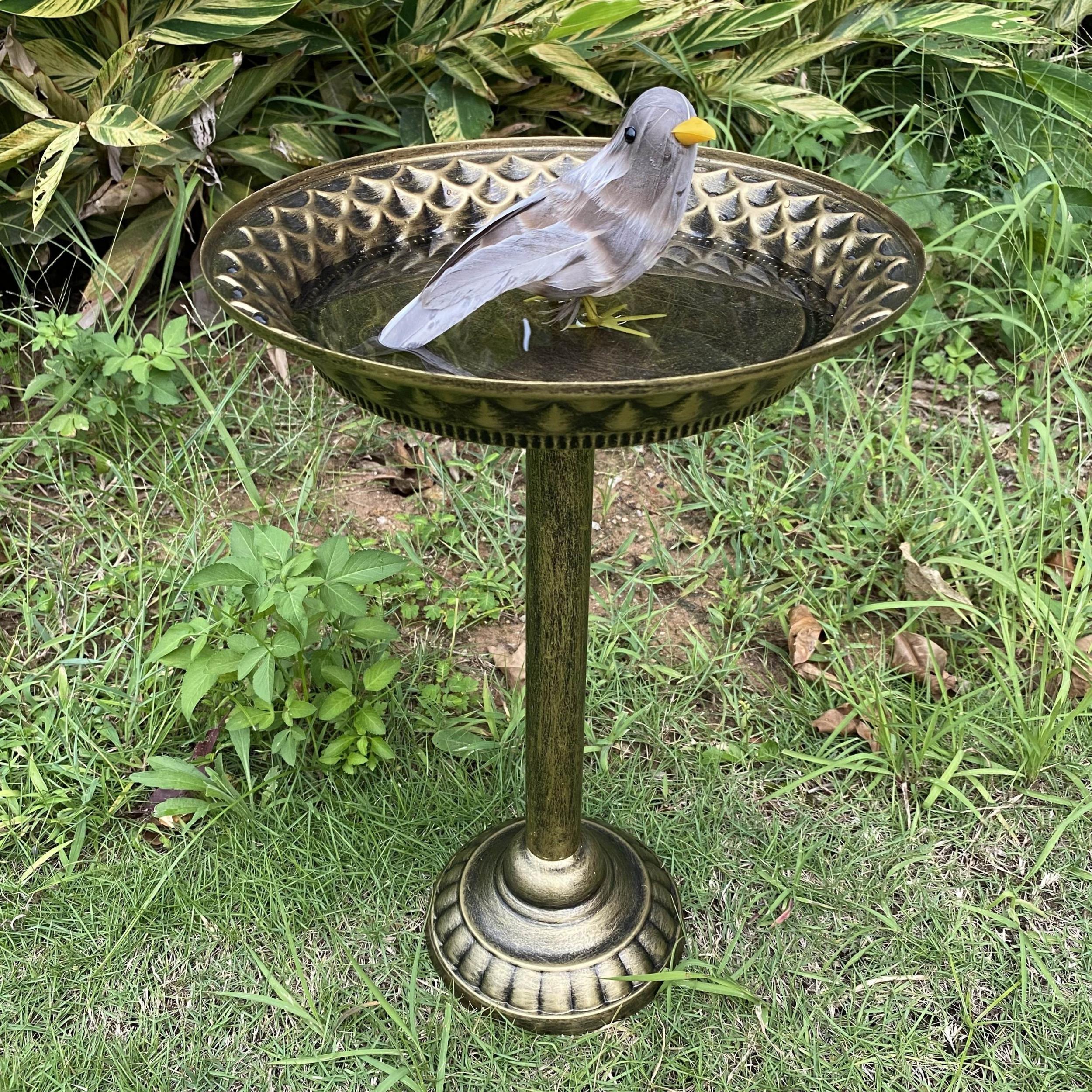Bird Bath with Metal Stake Stand for Garden