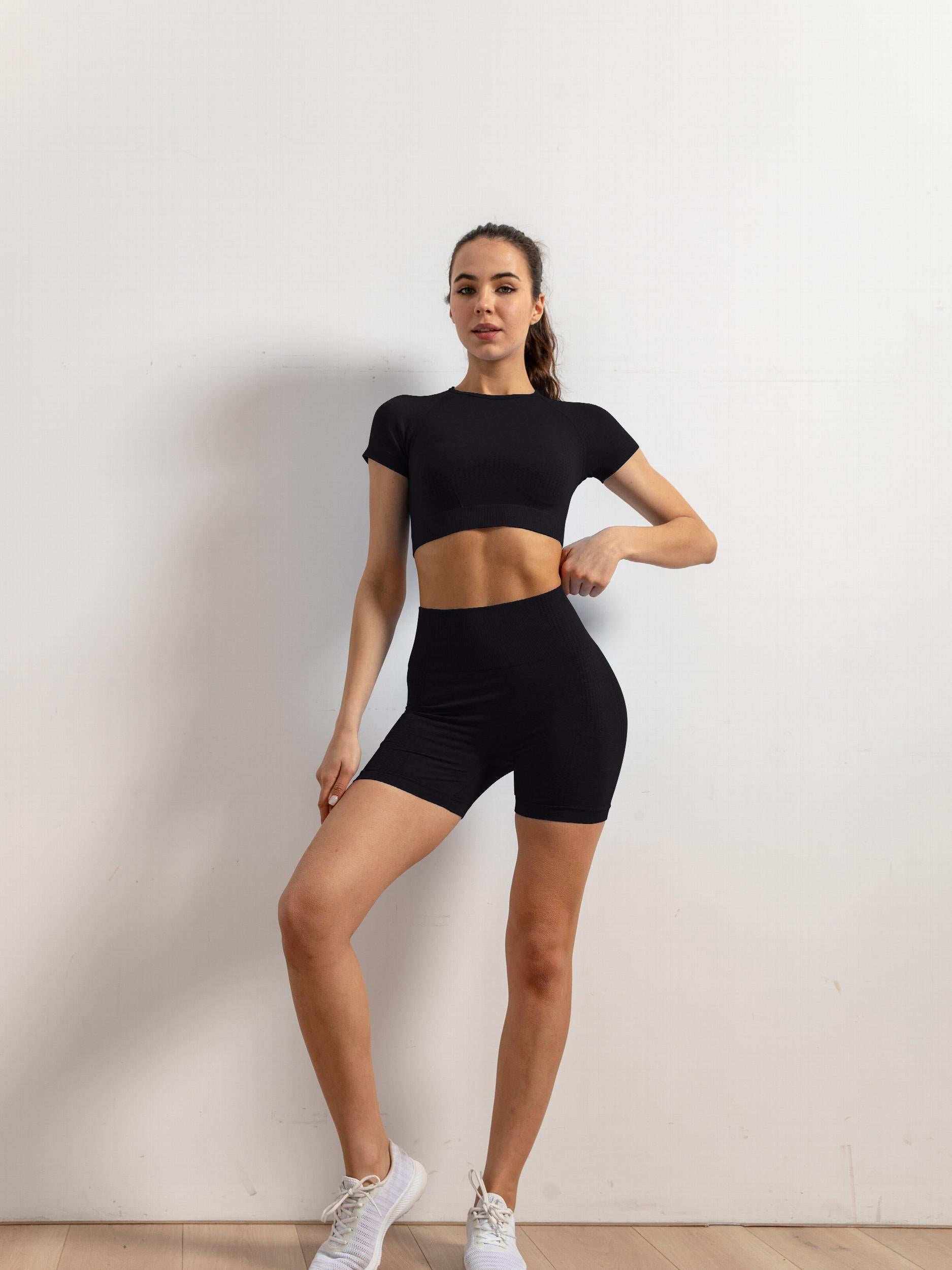 Seamless Yoga Sports Set Crop Top & Slimming Shorts