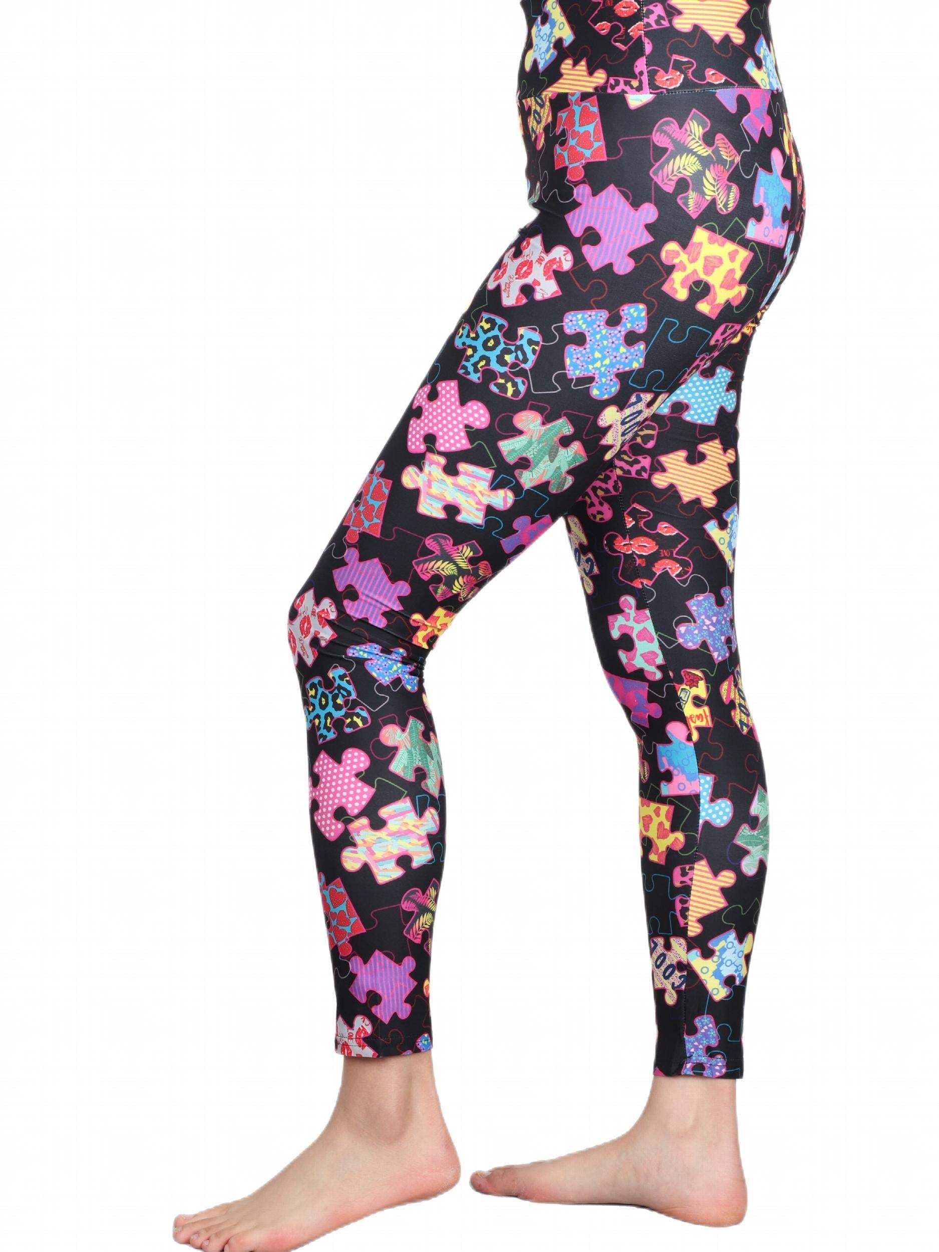 Jigsaws Print Skinny Leggings Stretchy Women's Casual Leggings