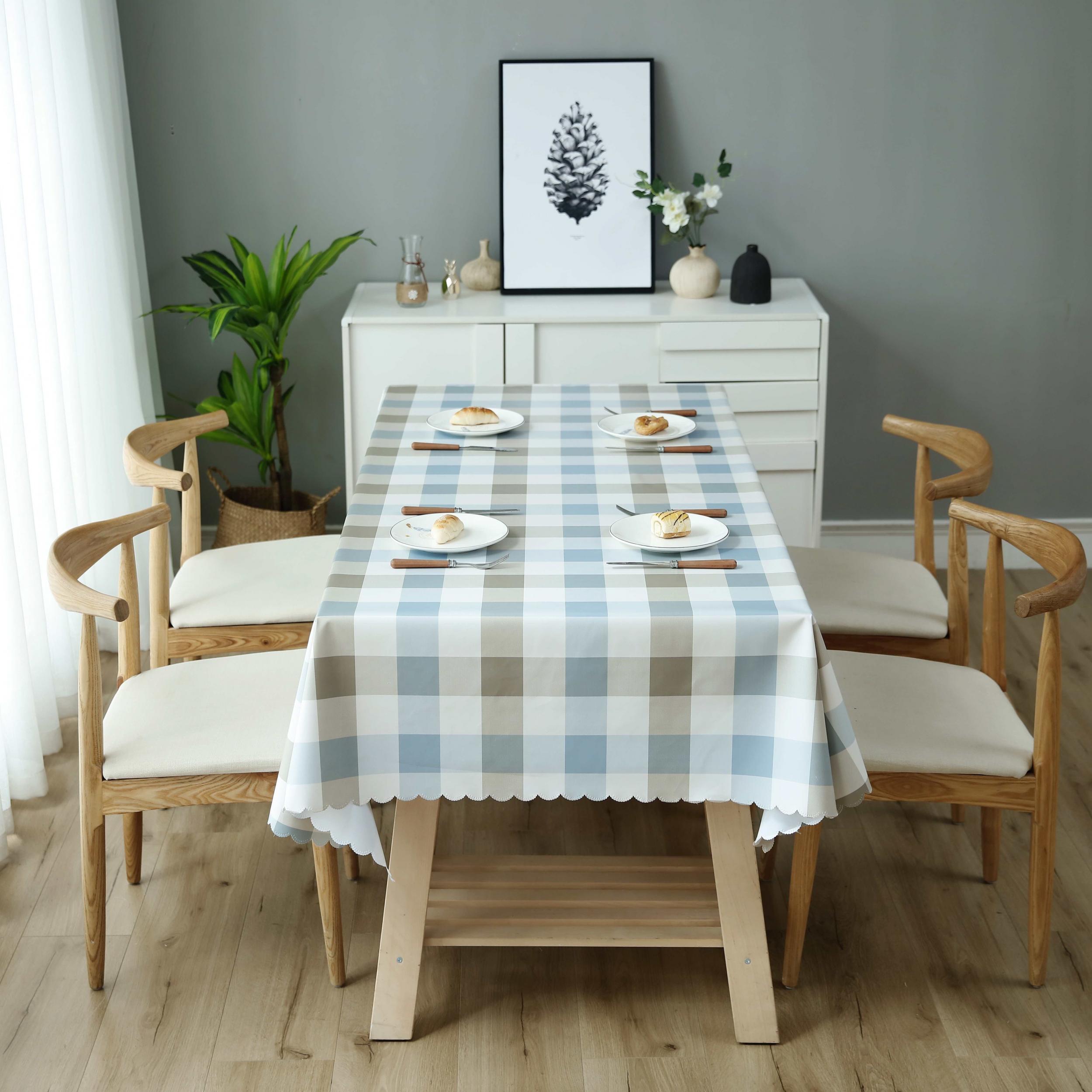 Coffee Plaid Tablecloth Checkered Pattern - Washable