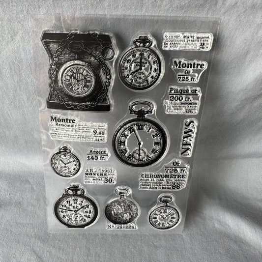 Retro Clock Series Stamp Flower Silicone Stamp