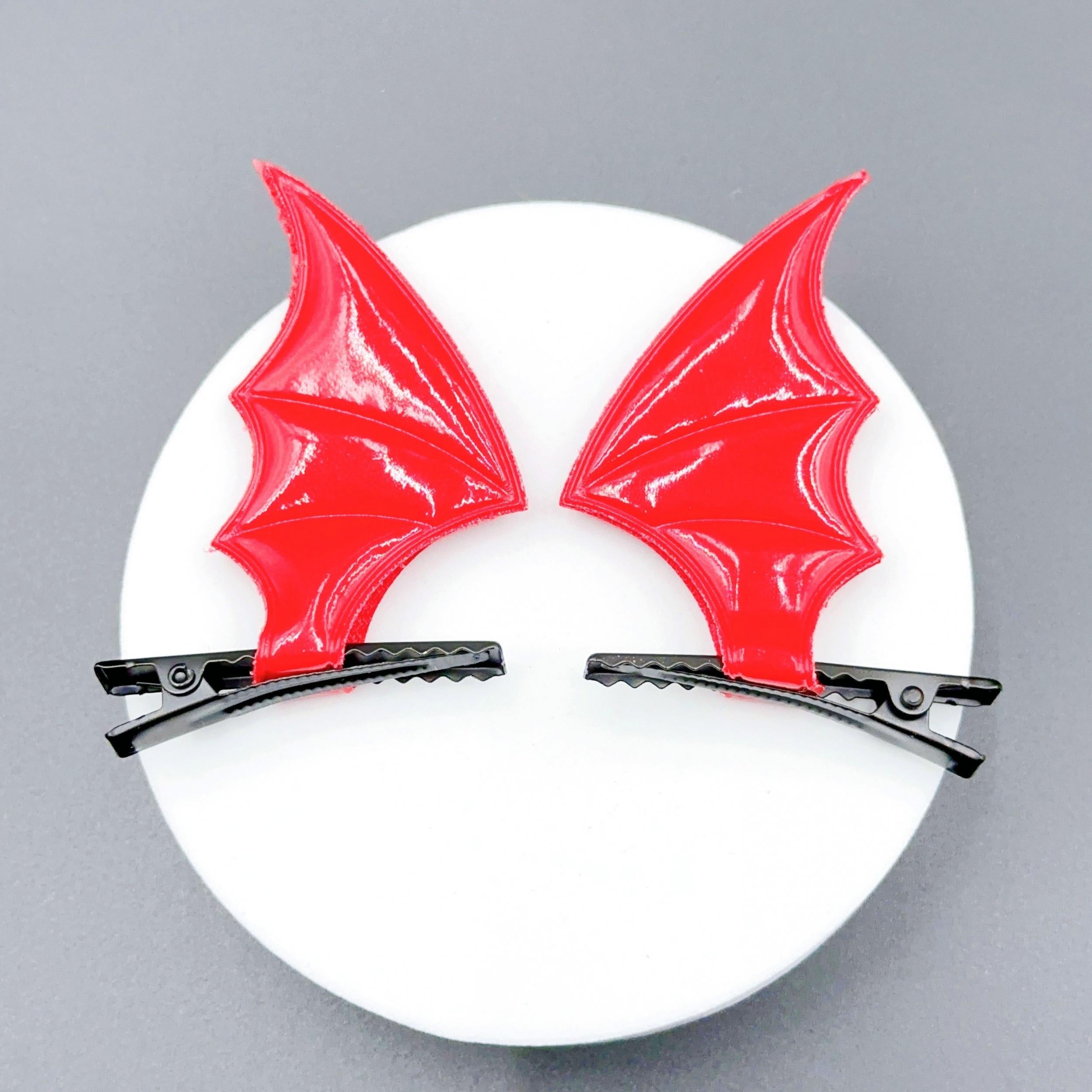 2pcs Bat Wings Hair Clip Cyberpunk Barrette Cosplay Party Halloween Horror Devil