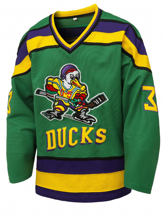 Men's Vintage Ice Hockey Jersey Green 33 V neck