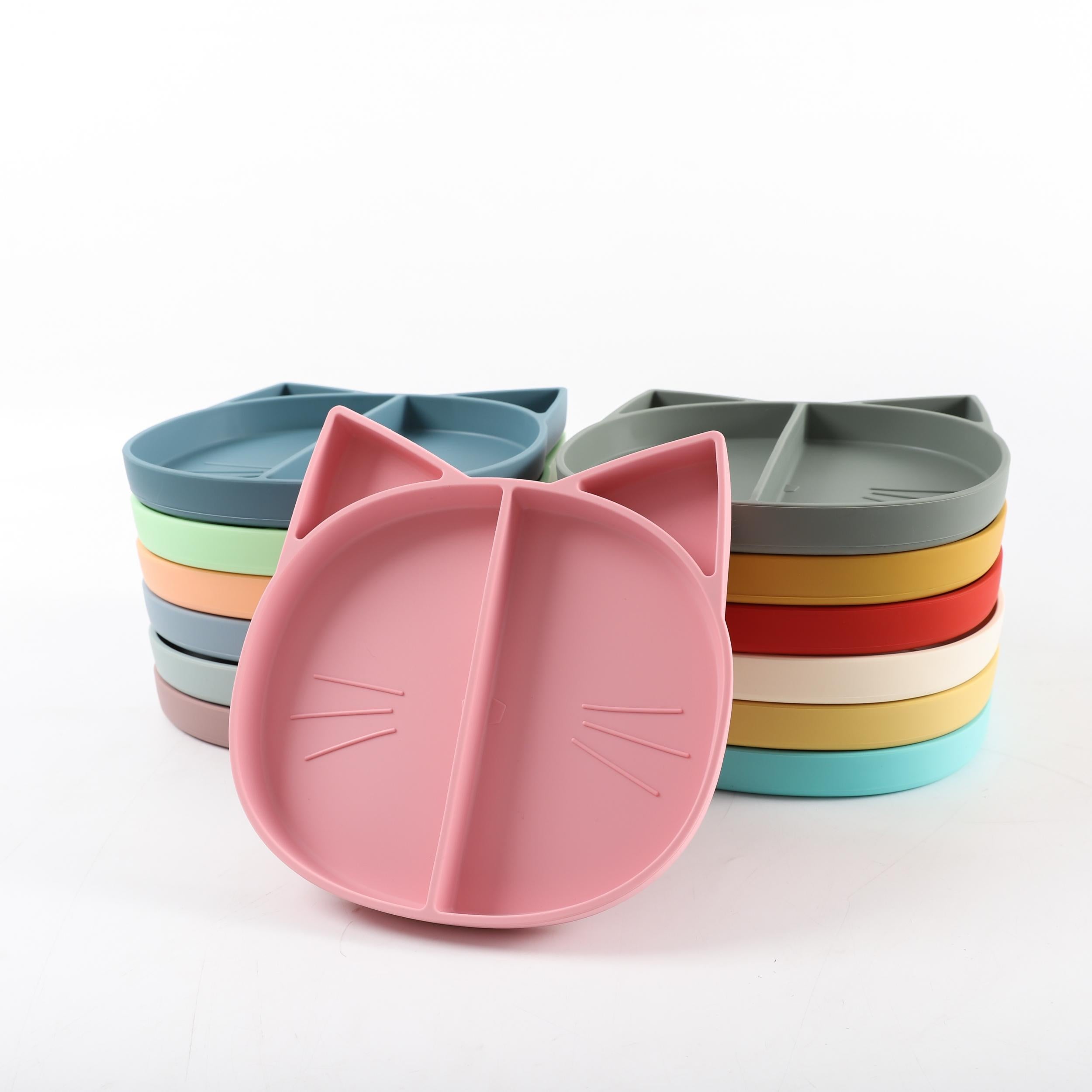 Silicone Children's Dinner Plate Compartment Cat Design
