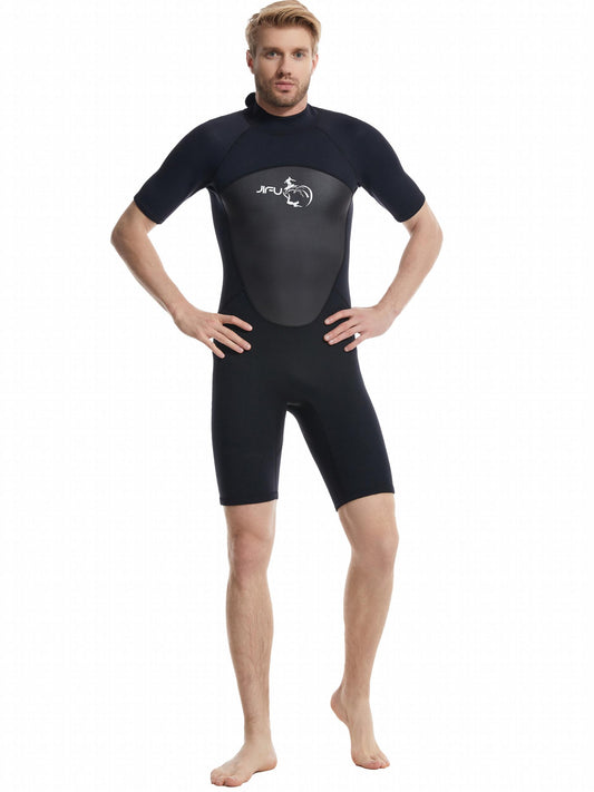 Men's Short Sleeve Diving Suit Back Zipper Wetsuit