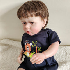 Realistic 19 Inch Doll with Soft Fabric Skin and Hand Rooted Hair