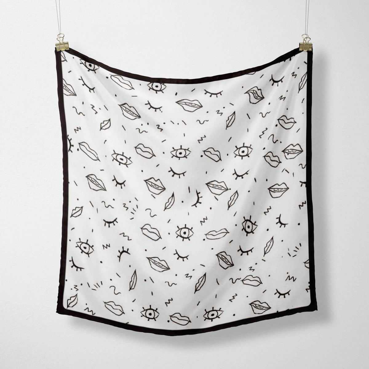 Eyes Lips Print Bandana Hip Hop Square Scarf Headband Casual Handkerchief