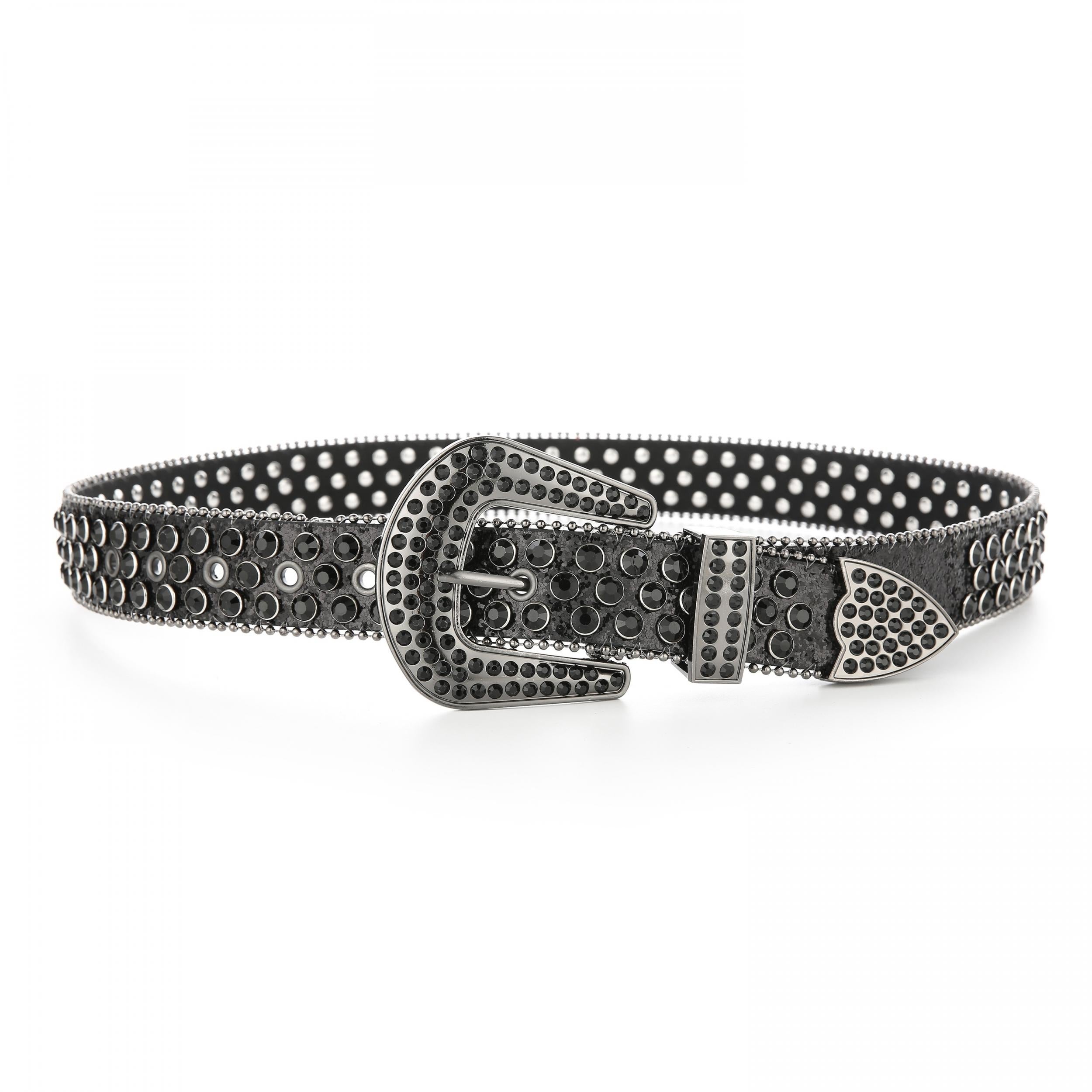 Rhinestone Glitter Punk Belt Y2K Sparkly PU Belt