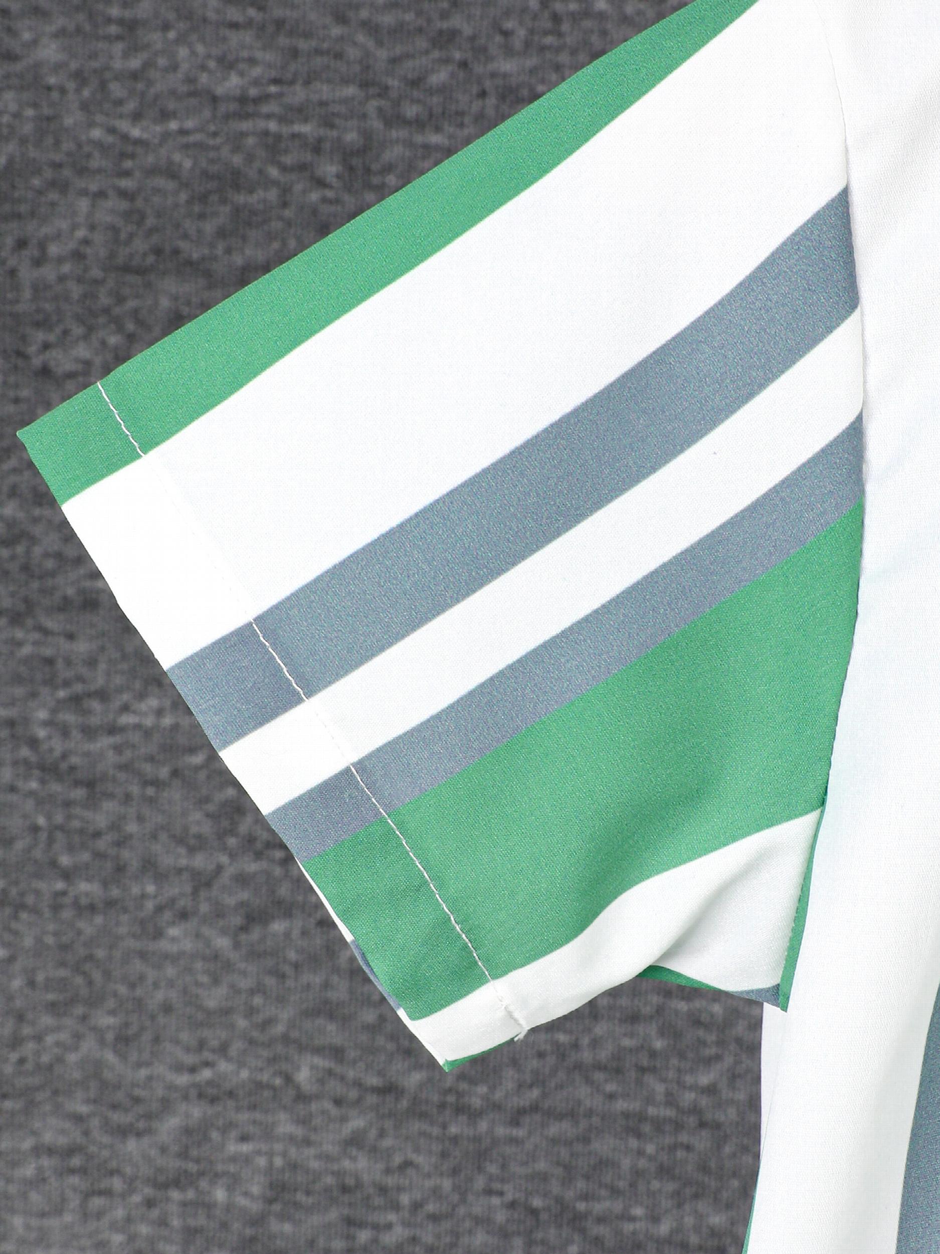Vertical Stripe Pattern Boy's 2pcs Short Sleeve Shirt & Shorts Set