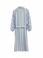 Women's Plus Stripe Print Button Up Lantern Sleeve Shirt Dress