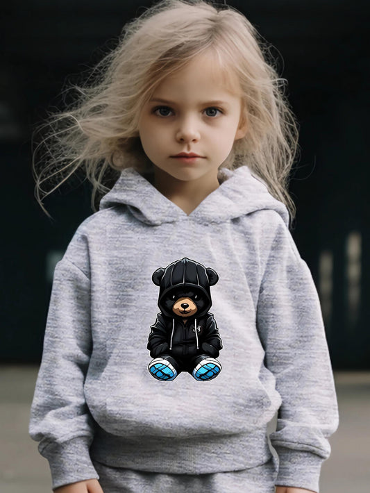 Bear Print 2pcs Girls Outfits For Sports Spring Fall Outdoor Gift