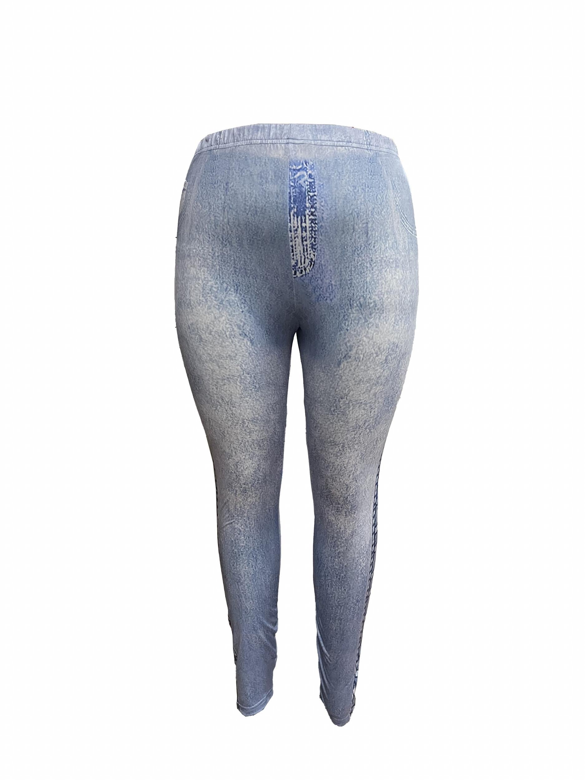  Denim Print High Rise Skinny Leggings